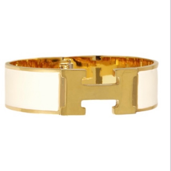 Jewelry - H  Gold and White Enamel Bracelet